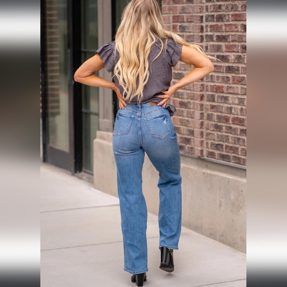 Judy Blue Tummy Control Top High Rise Straight Jeans - Picture 3 of 12